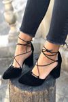 Mida Shoes Y103 Siyah Süet Topuklu Ayakkabı