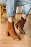 Mida Shoes 401 Taba Süet Lastikli Kadın Bot