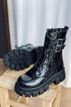 Mida Shoes SD1001 Siyah Rugan Fermuarlı Kadın Bot