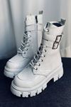 Mida Shoes SD1001 Beyaz Rugan Fermuarlı Kadın Bot