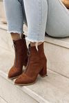 Mida Shoes 500 Taba Süet Fermuarlı Kadın Bot