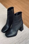 Mida Shoes 205 Siyah Deri Bağcıklı Kadın Bot