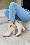 Mida Shoes 560 Vizon Deri Fermuarlı Kadın Bot