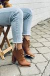 Mida Shoes 523 Taba Deri Bağıcıklı Kadın Bot