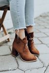 Mida Shoes 523 Taba Süet Bağıcıklı Kadın Bot