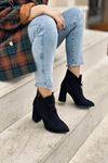 Mida Shoes 523 Siyah Süet Bağıcıklı Kadın Bot