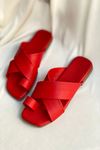 Mida Shoes YXU Kırmızı Deri Terlik