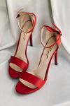 Mida Shoes YTB01 Kırmızı Süet Topuklu Ayakkabı