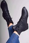 Mida Shoes 104 Siyah Deri Kadın Bot