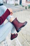 Mida Shoes 104 Bordo Deri Kadın Bot
