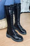 Mida Shoes 716 Siyah Rugan Kadın Çizme