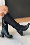 Mida Shoes 002 Siyah Deri Kadın Çizme