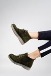 Mida Shoes RVT01 Hakiki Deri Bağcıklı Haki Süet Kadın Bot