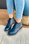 Mida Shoes RVT01 Hakiki Deri Bağcıklı Lacivert Deri Kadın Bot