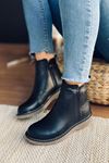 Mida Shoes RVT02 Hakiki Deri Fermuarlı Siyah Deri Kadın Bot