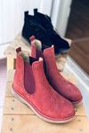 Mida Shoes RVT03 Hakiki Deri Lastikli Bordo Süet KS Kadın Bot