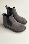 Mida Shoes RVT03 Hakiki Deri Lastikli Gri Süet Kadın Bot