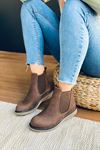 Mida Shoes RVT03 Hakiki Deri Lastikli Taba Süet Kadın Bot