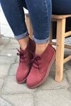 Mida Shoes RVT01 Hakiki Deri Bağcıklı Vişne Süet Kadın Bot