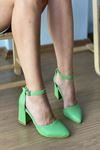 Mida Shoes Y102 Yeşil Deri Topuklu Ayakkabı