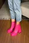 Mida Shoes Bella Pembe Deri Fermuarlı Kadın Bot