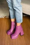 Mida Shoes Bella Mor Deri Fermuarlı Kadın Bot