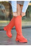 Mida Shoes Leydi Turuncu Deri Kadin Çizme