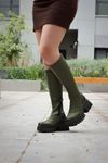 Mida Shoes Selina Haki Yeşil Streç Kadın Çizme