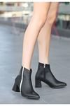 Mida Shoes Akira Siyah Deri Topuklu Kadın Bot