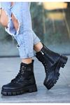 Mida Shoes Anya Siyah Deri Kadın Bot