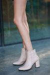 Mida Shoes Biya Nude Deri Topuklu Kadın Bot