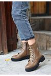 Mida Shoes Bria Vizon Deri Kadın Bot