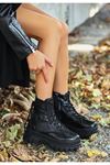 Mida Shoes Ciera Siyah Rugan Detaylı Bot