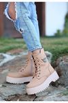 Mida Shoes Devi Nude Deri Bağıcıklı Kadın Bot