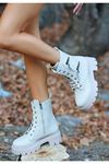 Mida Shoes Elina Ten Deri Bağcıklı Kadın Bot