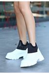 Mida Shoes Feed Beyaz Deri Boncuk İşlemeli Kadın Bot