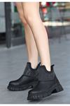 Mida Shoes Feed Siyah Deri Boncuk İşlemeli Kadın Bot