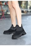 Mida Shoes Feed Siyah Süet Boncuk İşlemeli Kadın Bot