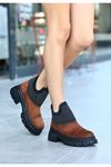 Mida Shoes Feed Taba Süet Boncuk İşlemeli Kadın Bot