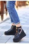 Mida Shoes Hadle Siyah Turuncu Deri Detaylı Bağcıklı Bot