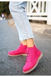 Mida Shoes Kean Fuşya Süet Bağcıklı Kadın Bot