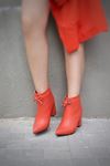 Mida Shoes Krist Turuncu Deri Topuklu Kadın Bot