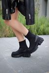 Mida Shoes Duice Siyah Deri Streç Kadın Bot