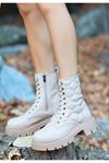 Mida Shoes Lyri Ten Deri Bağcıklı Kadın Bot