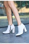 Mida Shoes Most Bej Deri Topuklu Kadın Bot