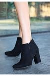 Mida Shoes Most Siyah Süet Topuklu Kadın Bot