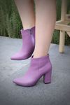 Mida Shoes Tion Lila Deri Kadın Topuklu Bot