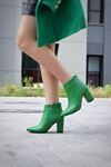 Mida Shoes Tion Yeşil Deri Kadın Topuklu Bot