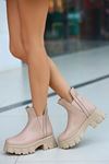Mida Shoes Jati Nude Deri Dolgu Topuk Kadın Bot