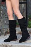 Mida Shoes Erna Siyah Süet Kadın Topuklu Bot